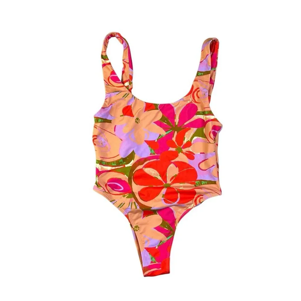 Urban Outfitters Out From Under Jean Scoop Neck One-Piece Swimsuit Floral NWOT M - Picture 4 of 6